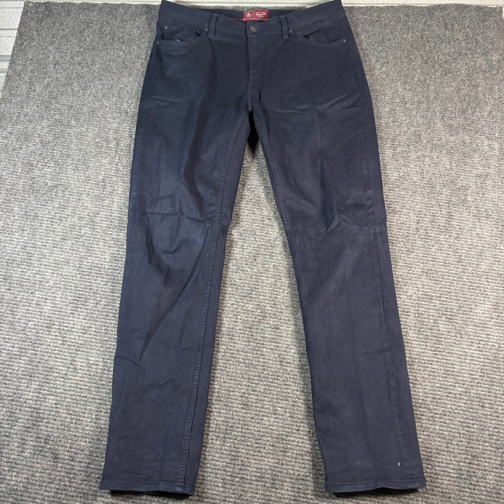 Original Penguin The Dune Pants Mens 36x32 Navy Blue Excellent Slim Fit Chino